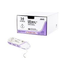 VICRYL ETHICON thread, package of 12 pieces, thickness 4-0 USP, length 45 cm, polyfilament structure, color violet, resorption 56 - 70 days, needle length - 19 mm, type of needle - cutting, needle bend - 3/8 circle TS- 1007 VICRYL ETHICON thread, package of 12 pieces, thickness 4-0 USP, length 45 cm, polyfilament structure, color violet, resorption 56 - 70 days, needle length - 19 mm, type of needle - cutting, needle bend - 3/8 circle TS- 1007, в интернет-магазине